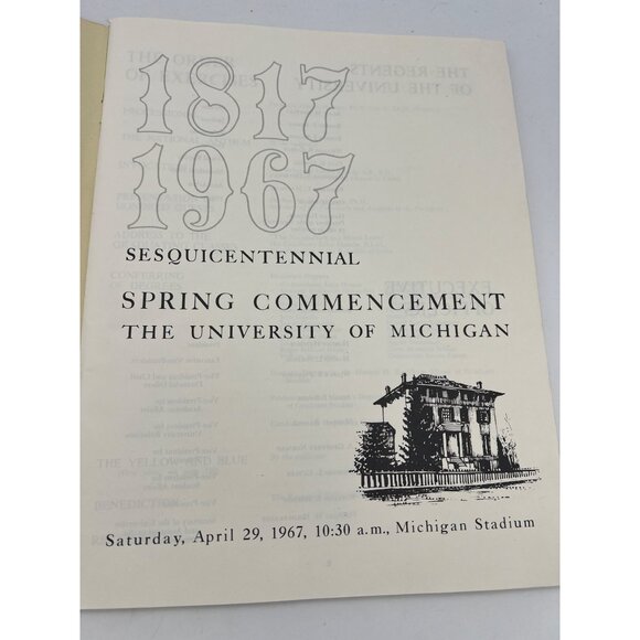 1967 Univ of Michigan Graduation Program w/ Insert - Michigan Stadium - Picture 3 of 12